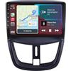 HUANQIN Autoradio Gps Navigation 2 Din per Peugeot 206 Plus 207 2006-2012 Car RadioCar Stereo, Controllo Del Volante, Fm Controller Volante, 4 Nucleo 1G+16G