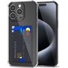 Svanove per iPhone 15 Pro Custodia con Slot, Trasparente con Porta Carte Fotocamera Case Protettiva, Sottile Protezione Silicone Portafoglio Cover Antiurto Slim Custodia, Nero
