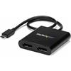 StarTech.com Adattatore USB-C a DisplayPort a due porte, MST Hub USB Tipo C multimonitor, estensore/splitter DP 1.2 4K 30Hz/1080p 60Hz per laptop USB Type-C, cavo integrato 30cm, Windows (MSTCDP122D