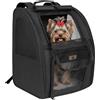 Aystkniet Zaino Trasportino per Cani e Gatti fino a 10 kg, Trasportino Pieghevole con Ventilazione a 270°, 3 Aperture di Accesso, Tenda Coprivista, Fascia per Trolley, per Viaggi