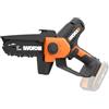 WORX WG326E.9 - Mini motosega a batteria 20 V, lunghezza di taglio 12 cm, cambio catena senza attrezzi, velocità della catena 7,6 m (senza batteria e caricatore)