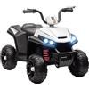 AIYAPLAY Quad Elettrico per Bambini 12V con Doppi Motori, Fari LED, Bianco