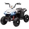 AIYAPLAY Quad Elettrico per Bambini Doppi Motori, Sospensioni, Fari LED, Bianco