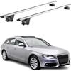 OMAC Barre Portatutto Alluminio TÜV geprüft per Audi A4 B8 B9 Avant 2008-2025 - per Rail Tetto Integrati - T Nut - Max 100 kg - 2 Schlösser Argento