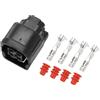 Hihaha Connettore Spina Faretto LED per Honda/Connettore Terminale Femmina Interno/Serie in Plastica Impermeabile da 2mm / 1 Set Nero 4 Pin