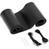 QWORK® Coprivolante in vera pelle, coprivolante da cucire, traspirante, universale per volanti da 37-39 cm - Nero