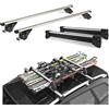 Au Co Barre Portatutto in alluminio + Portasci scorrevole 6 paia di sci o 4 snowboard per BMW SERIE 3 TOURING (G21) dal 2019 in poi con railing integrati
