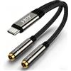 VIOY USB C to Dual 3.5mm Female Headphone Splitter, Type C to Headphone Audio Jack Adapter 2 Way Compatible with iPhone 16/15 Plus Pro Max, iPad Air Pro, Galaxy S24/23 Ultra, Pixel 7/6 and More