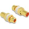 Delock Adattatore audio RCA femmina a femmina da incasso, anello colore rosso