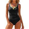 Generico Costume Intero Donna Contenitivo Pancia Push Up Costumi da Bagno Donna Costume da Bagno Estivo Taglie Forti per Monokini Push Up Vintage Intero con Controllo della Pancia Retro Beachwear 1 (Navy, L)