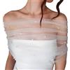 NICENEEDED Scialle Da Sposa In Tulle Bianco, Mantella Da Sposa In Perle, Mantelline Senza Spalle Da Sposa Sciarpa In Pizzo Stola Da Sposa In Tulle Da Donna