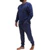 KAREL PIU' Pigiama Uomo Invernale in Cotone Caldo Interlock 100%. Taglie Over Size. Pigiama Lungo Due Pezzi Aperto o Chiuso (IT, Testo, 3XL, Regular, Regular, 125 Navy)