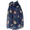 Purple Possum® Sciarpa blu con stampa pettirosso da donna, con uccellino, scialle grande, pettirossi rossi, blu, blu scuro, blu navy, blu navy, Etichettalia unica