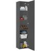 Dmora Armadio Multiuso 2 Ante NETO 30x180h cm Nero Antracite 4 Ripiani Un'anta, Apertura Battente Made in Italy