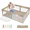 Dripex Box per Bambini Recinto Neonato - 150 x 180 cm Rete Traspirante Tessuto Oxford 210D, 5 Anelli di Gioco, Marrone