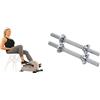 Sunny Health & Fitness Magnetic Under Desk Pedal Exerciser, Dual Function Mini Exercise Cycle Bike + 35.5 cm Threaded Chrome Dumbbell Bar