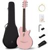 Enya Nova Go Chitarra Acustica 33 Pollici Integrale in Fibra di Carbonio Modellato Mini Chitarra Starter Kit con Custodia per Chitarra e Tracolle per Chitarra (Rosa)