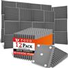 TOUO Pannelli acustici 12 pezzi 30×30×5 cm Grigio in schiuma piramidale ad alta densità Fonoassorbenti per pareti e soffitti Studio Ufficio Gaming