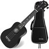 Classic Cantabile US-100 BK Ukulele Soprano Nero Set incl. Custodia | Scala Soprano (34, 5 cm), Corpo in tiglio, Manico in acero, 15 tasti, Marker dei tasti al 5., 12. e 15. tasto, 5 mm