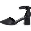 QUEEN HELENA Décolleté Scarpe con Tacco Medio Eleganti a Punta Chiusa con Cinturino Donna ZM7001 Nero Pu 36
