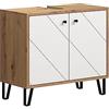 trendteam smart living - Touch - Mobile sottolavabo - rovere Artisan/bianco - 2 scomparti e 1 ripiano - 69 x 61 x 33 cm - moderni piedini in metallo - antigraffio