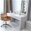 FurnitureR Sedia da trucco girevole a 360°, retro marrone scamosciato, 56 x 55 x 75-85 cm