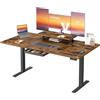 VASAGLE Scrivania Regolabile Elettricamente in Altezza, 160 x 80 cm, per Lavoro in Piedie, Supporto Monitor, Cassetto, Porta USB-C, Promemoria Sedentarietà per Ufficio, Marrone Vintage LSD156KD01