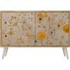 SPACEREBELS Cassettiera Moderna 111x57,3x42 Comò con immagini stampate Comodino con ripiani Design Contemporaneo mobili soggiorno 2 Ante motivo naturale fiori foglie