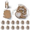 Dorunova Sacchettini per Bomboniere Sacchetti Confetti Comunione Bambino Bambina Porta Prima 12 Pezzi (Legno Naturale, Albero della Vita)