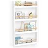 IDMarket - Libreria a muro per bambini a 4 ripiani in legno e bianco PAULETTE