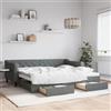 Mokuyary Letto giornaliero allungabile con cassetti, grigio scuro, 90 x 200 cm, in tessuto, per letto degli ospiti, divano letto per adulti, 2 persone
