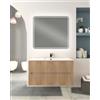 Generico Mobile bagno sospeso 100 cm frontali plissé e lavabo in ceramica (Rovere Naturale)