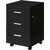 Vinsetto Cassetto da scrivania per ufficio, su ruote, 3 cassetti bloccabili, 40 x 40 x 61,5 cm, colore: Nero