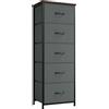 Somdot Cassettiera Camera da Letto in Tessuto, Mobiletto Salvaspazio, Settimino per Soggiorno, Studio, Cameretta, Ingresso, 30P x 42l x 114,5H (5 Cassetti), Grigio Carbone
