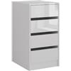Vicco Cassettiera per camera da letto Sherry Bianco/bianco lucido 40.2x76cm