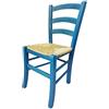 ZStyle Sedia Venezia Legno Colorata Ristorante Agriturismo Cucina Casa Paglia - Verde Blu Giallo Rosso (Blu)