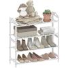 HOMCOM Scarpiera a 4 livelli, libreria per scarpe in bambù per 12 paia di scarpe per ingresso corridoio camera da letto, 67,5 x 24,7 x 72 cm, bianco