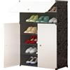 XOKOTAKI Scarpiera Modulare per Ingresso, Corridoio, Camera da Letto, 18 Paia di Scarpe, 6 Livelli, 3 Porte, Armadio Mobile