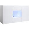 MB Muebles Bonitos, Credenza Madia Soggiorno Luke A2, Melamina Lucida, LED, Bianco, 120x72x40cm