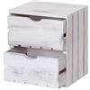 Mendler Comodino cassettiera HWC-C62 Serie Vintage 2 cassetti - Bianco