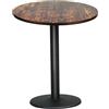 OHMG Tavolo da bar, 60 x 60 x 75 cm, tavolo da pranzo industriale retrò, tavoli da cucina da bistrot rotondi/quadrati, tavoli da bistrot in metallo e legno, stile industriale (Rotonda-C)