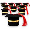 KORAT 12 Portaconfetti Laurea a Forma di Cappello Tocco Scatoline Nero e Oro con Nappina Rossa Bomboniere Eleganti in Cartone per Laurea, Confetti, Regalo Ospiti, Decorazioni Festa Università 8x8x4 cm