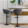 PIPIPOXER Set di 2 sgabelli da bar regolabili a 360° con schienale alto, sedie da bar in velluto per bar, cucina, sala da pranzo (grigio)