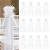 BENECREAT 12 Set di Grandi Fiocchi Bianchi per Panche da Chiesa con Lunghi Nastri in Tulle, Decorazioni per Panche da Chiesa, Fiocchi Bianchi da Tirare per Sedie da Cerimonia, Sedie da Matrimonio