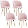 WOLTU Set di 4 Sedie Sala da Pranzo, Sedie Cucina, Poltroncine Salotto | Adatte per Sala da Pranzo, Soggiorno, Camera da Letto, Estetica in Tessuto di Lino, Gambe di Legno, Rosa