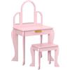 HOMCOM Tavolo per Trucco per Bambine 3-6 Anni con Sgabello, Cassetti, Rosa