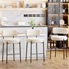 Ckaff Set di 3 Sgabelli da Bar, Sgabelli da Bar Alti con Schienale, Sedie da Cucina con Poggiapiedi, Seduta alta 63,5cm per Bar, Caffè, Isola della Cucina, Bianco