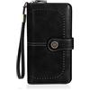 HUA ANGEL Donna Lunga Clutch Portafoglio Grande Capacità Cerniera Portamonete Borsa per Cellulare Pelle PU Pochette da Polso con Multiple Slot per Schede Carte di Credito Contanti Fatture
