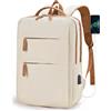 BAGZY Zaino da Viaggio Aereo 40x30x15cm Per Air France British Airways Bagaglio a Mano per Aereo Impermeabile Zaino Porta PC 15.6 Pollici Cabin Bag 20L USB Connessione Zainos Uomo Donna Beige