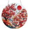 AIRDEA Villaggio cinese Diamond Painting Ciondolo Acrilico Doppia Faccia, Fiori rossi Diamond Painting Decorazione Sospesa Kit Completo, Diamantini Crystal Art Ciondolo Acchiappasole